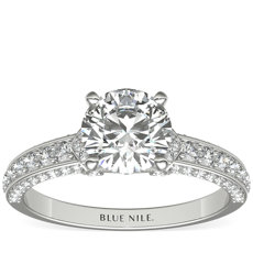 Blue Nile Studio Imperial Micropavé Diamond Engagement Ring in Platinum (0.41 ct. tw.)